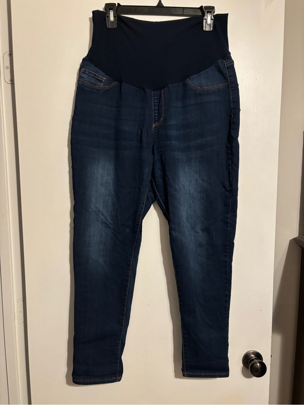 Navy Belly Panel Maternity Skinny Jeans - Dark Blue